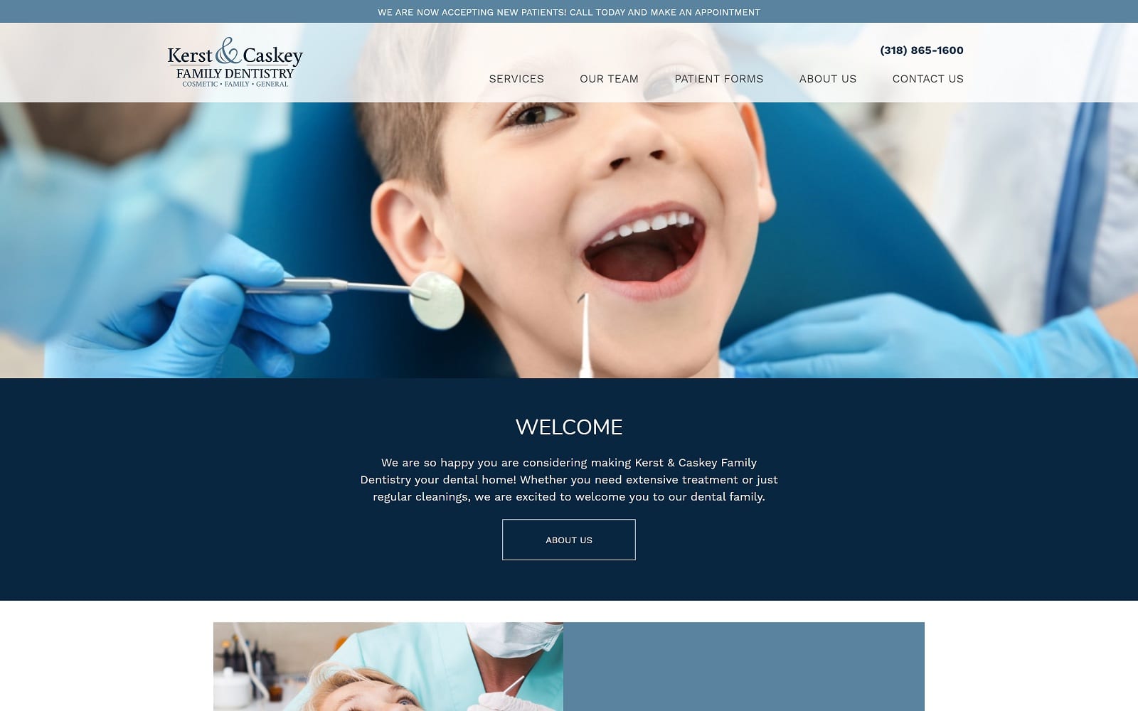 The screenshot of kerst & caskey family dentistry kerstandcaskey. Com website