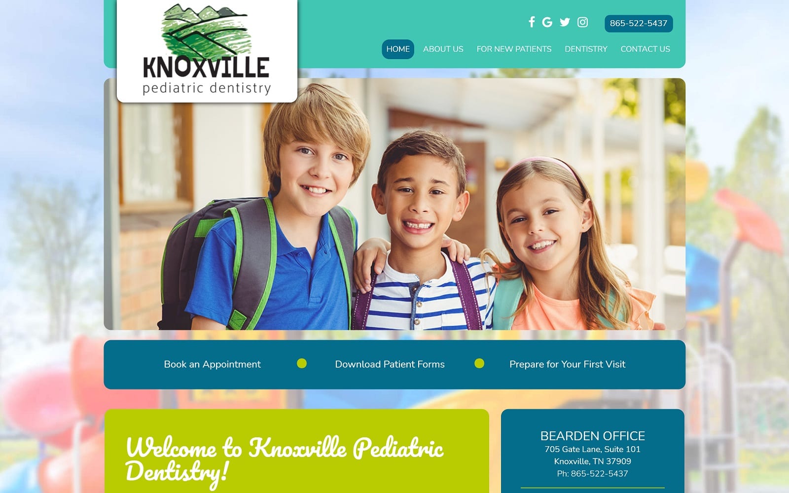 The screenshot of knoxville pediatric dentistry - farragut kpdentistry. Com website