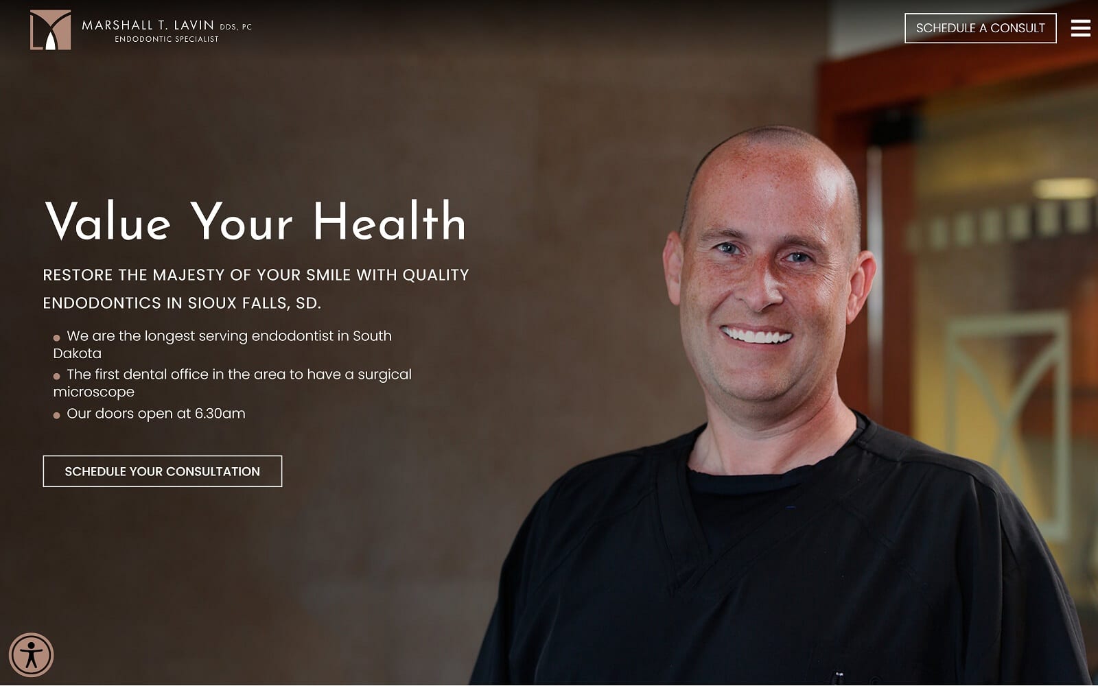 The screenshot of marshall t. Lavin, dds lavinendo. Com website