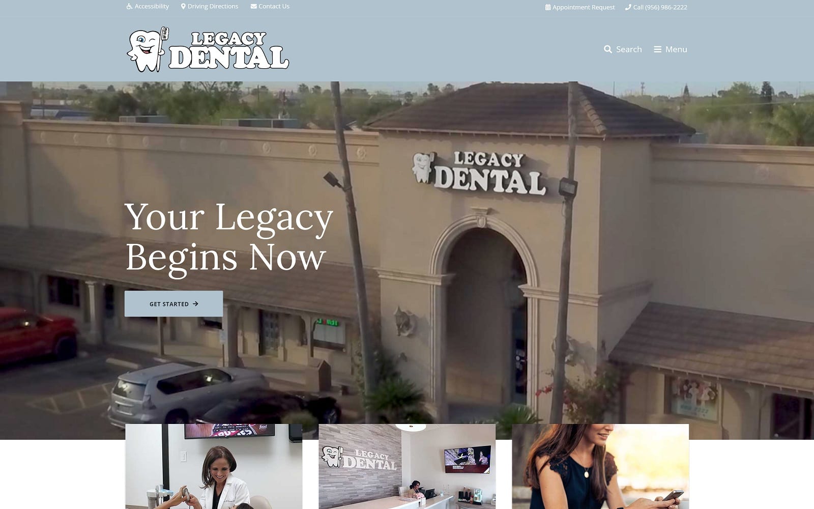 The screenshot of legacy dental legacydentaltx. Com dr. Vanesa guerra clements website