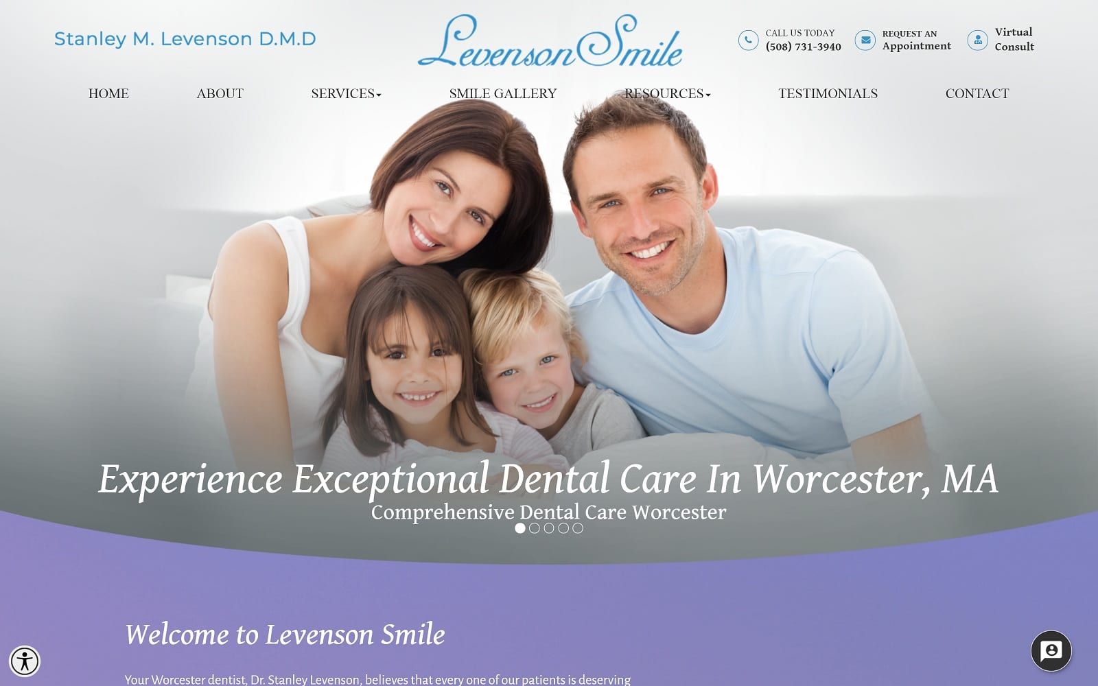 The screenshot of levenson smile levensonsmile. Com dr. Stanley m. Levenson website