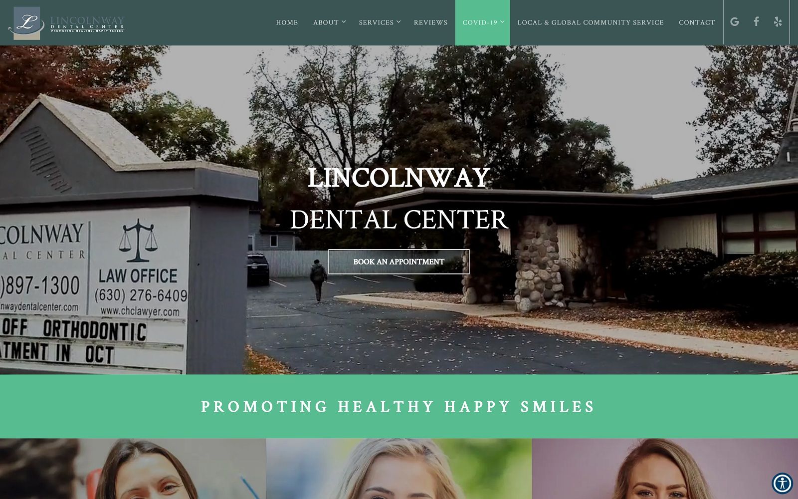 The screenshot of lincolnway dental center lincolnwaydentalcenter. Com dr. Young h. Kim website