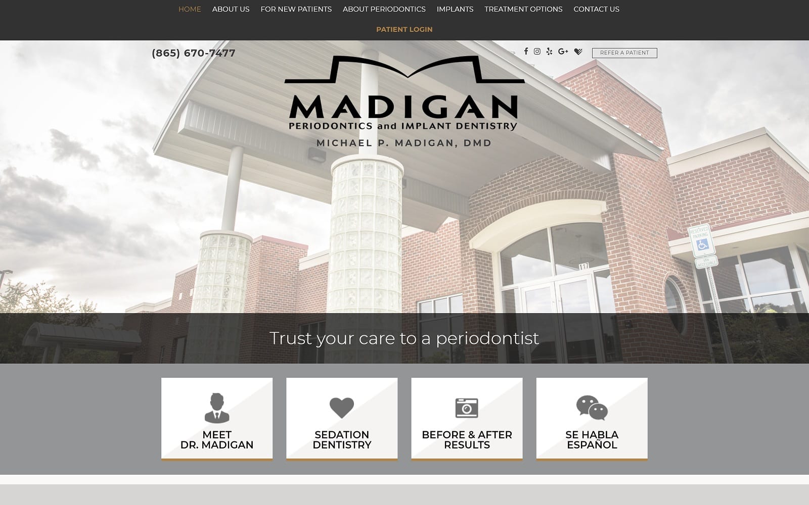 The screenshot of madigan periodontics and implant dentistry madiganperio. Com dr. Michael madigan website