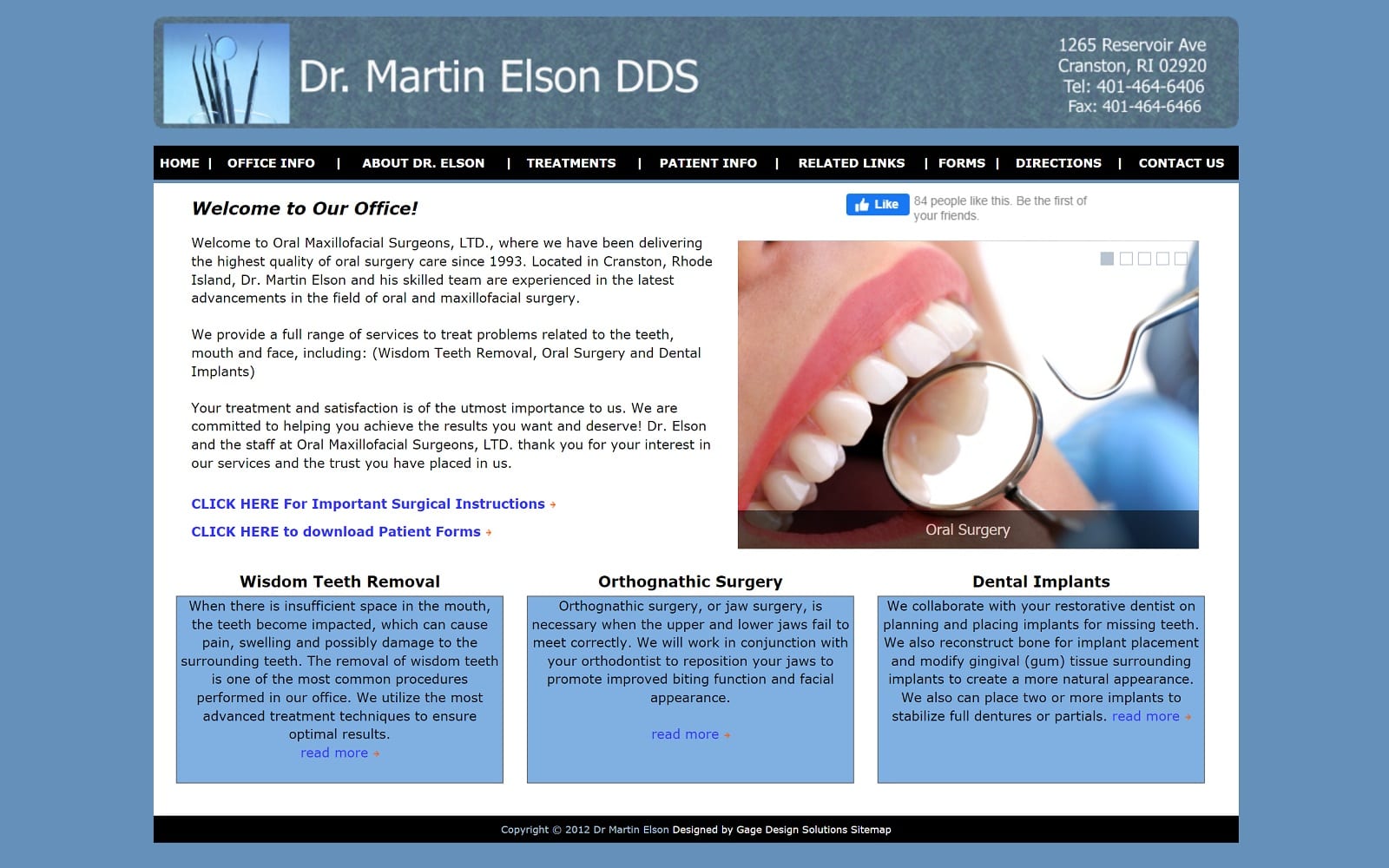 The screenshot of martin elson, dds martinelson. Com website