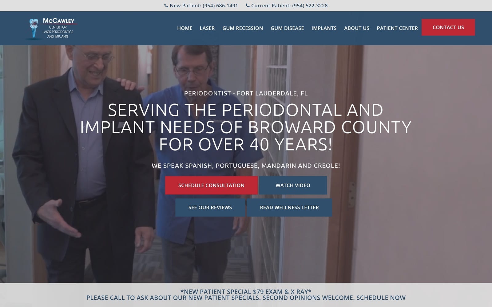 The screenshot of mccawley center for laser periodontics & implants mccawley. Com website