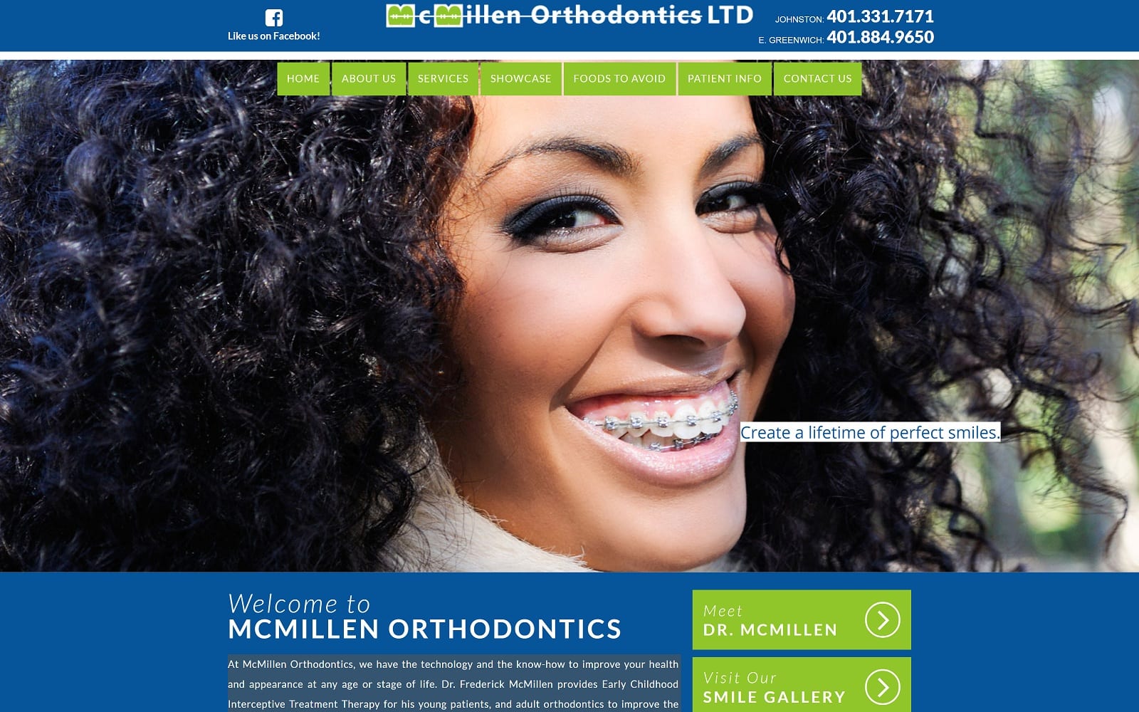 The screenshot of mcmillen orthodontics, ltd: frederick h mcmillen dds mcmillenortho. Com website