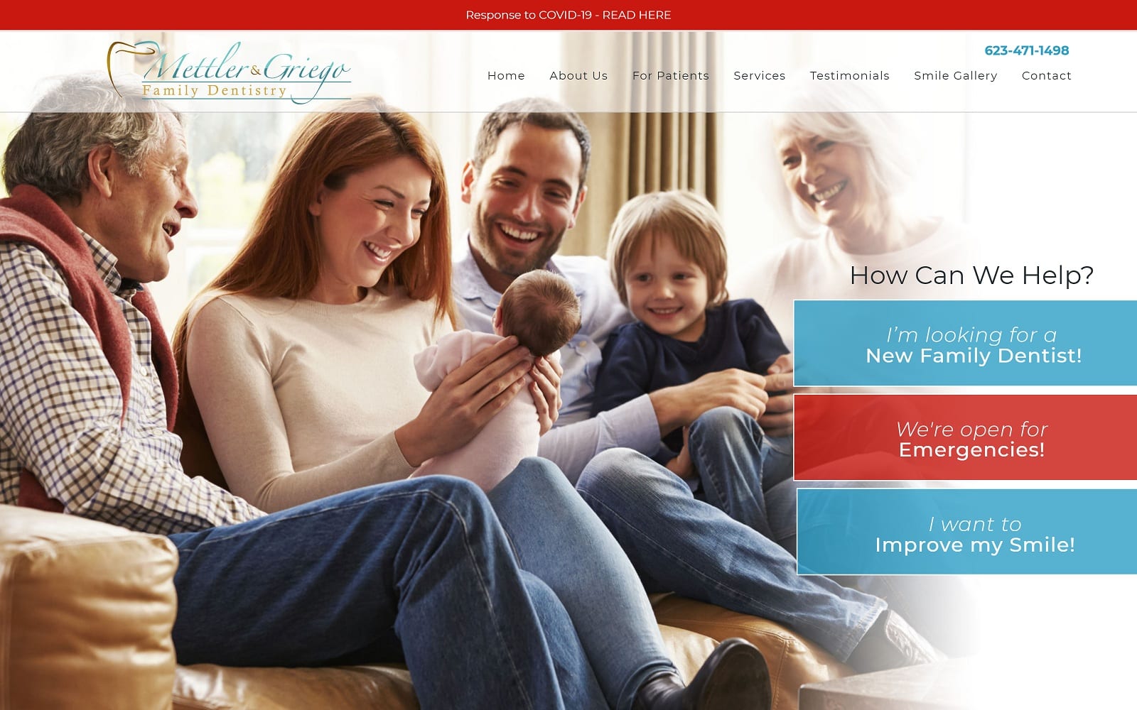 The screenshot of mettler & griego family dentistry mettlergriego. Com website