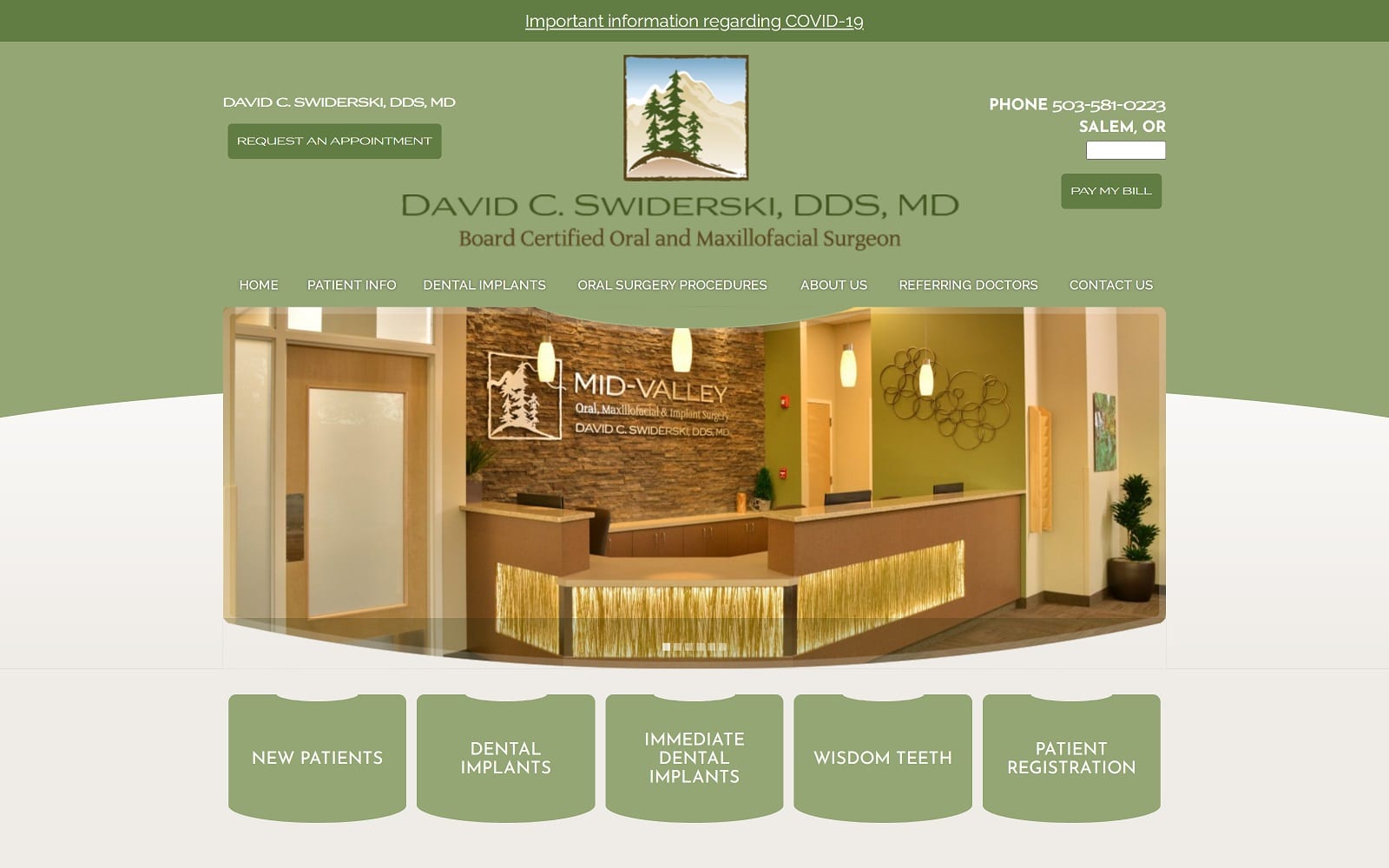 The screenshot of mid-valley oral, maxillofacial & implant surgery midvalleyoms. Com website