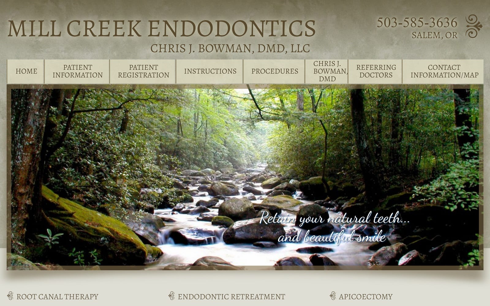 The screenshot of chris j bowman, d. M. D. , llc millcreekendo. Com website