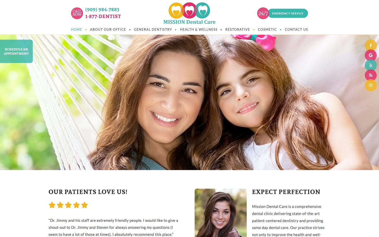 The screenshot of mission dental care missiondentalcare. Org website