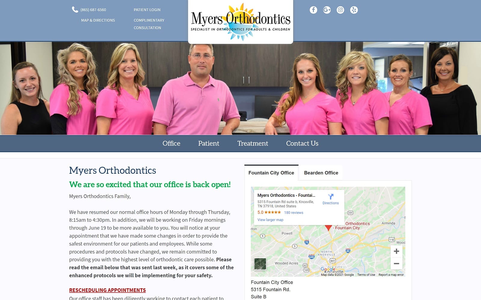 The screenshot of myers orthodontics - fountain city myersorthodontics. Com website