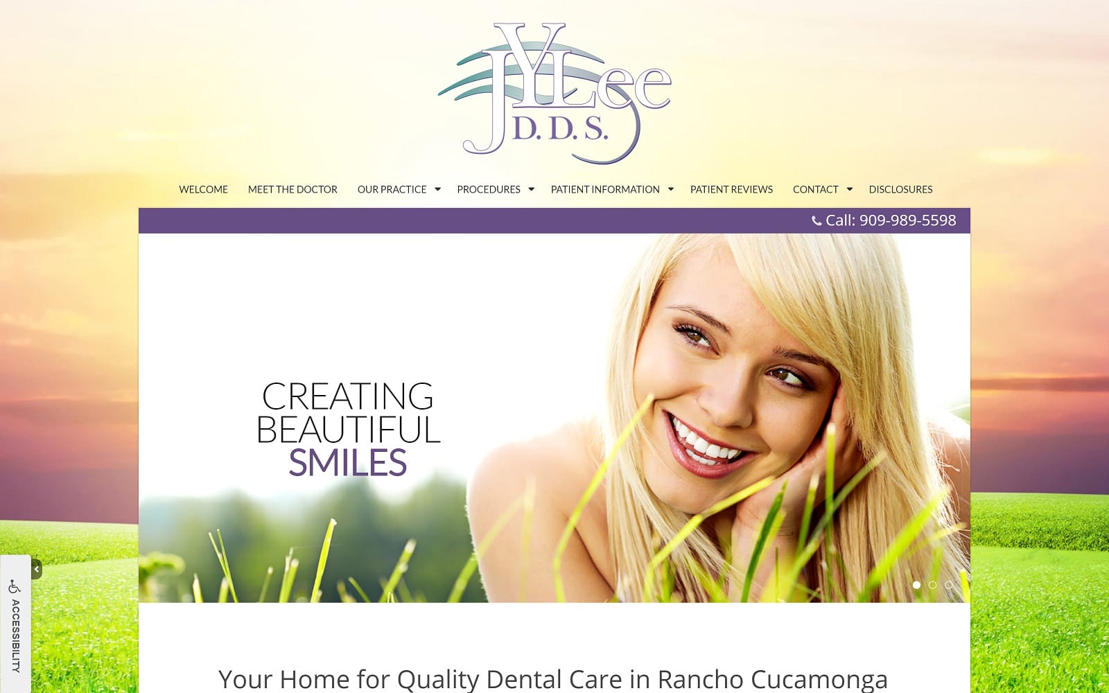 The screenshot of jia y lee dds, inc myranchocucamongadentist. Com website