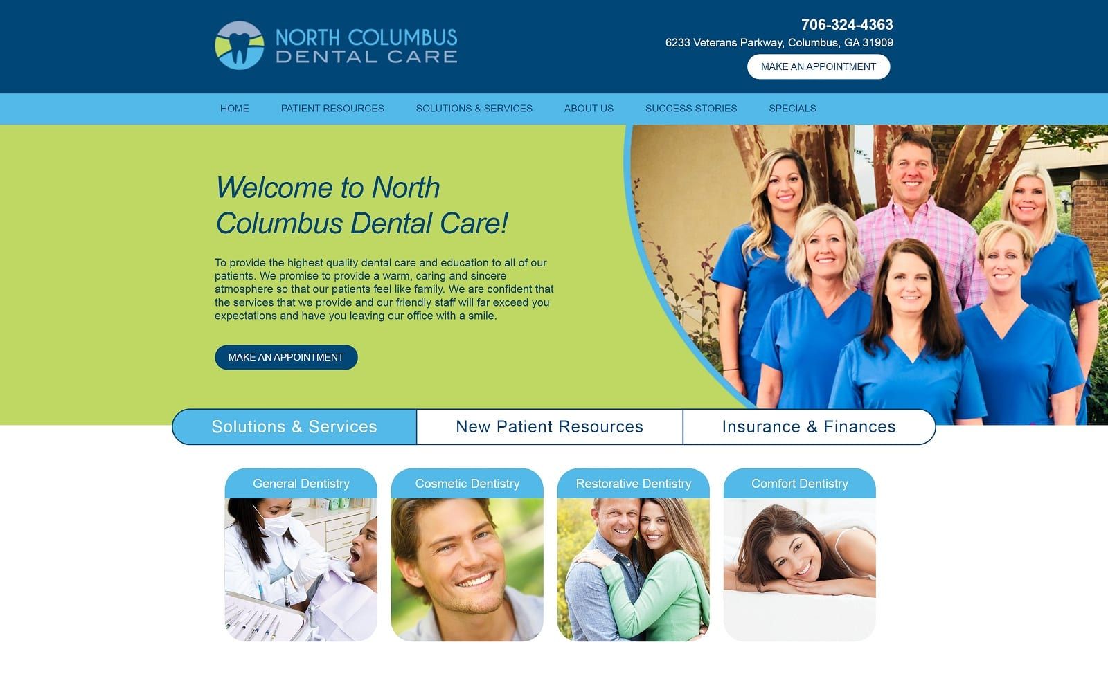 The screenshot of north columbus dental care northcolumbusdentalcare. Com website