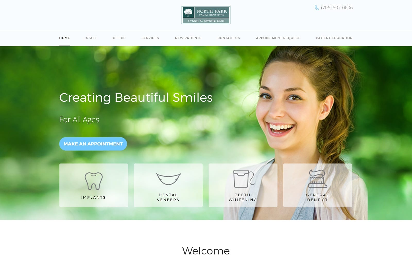 The screenshot of north park family dentistry: tyler myers dmd northparkfamilydentist. Com website