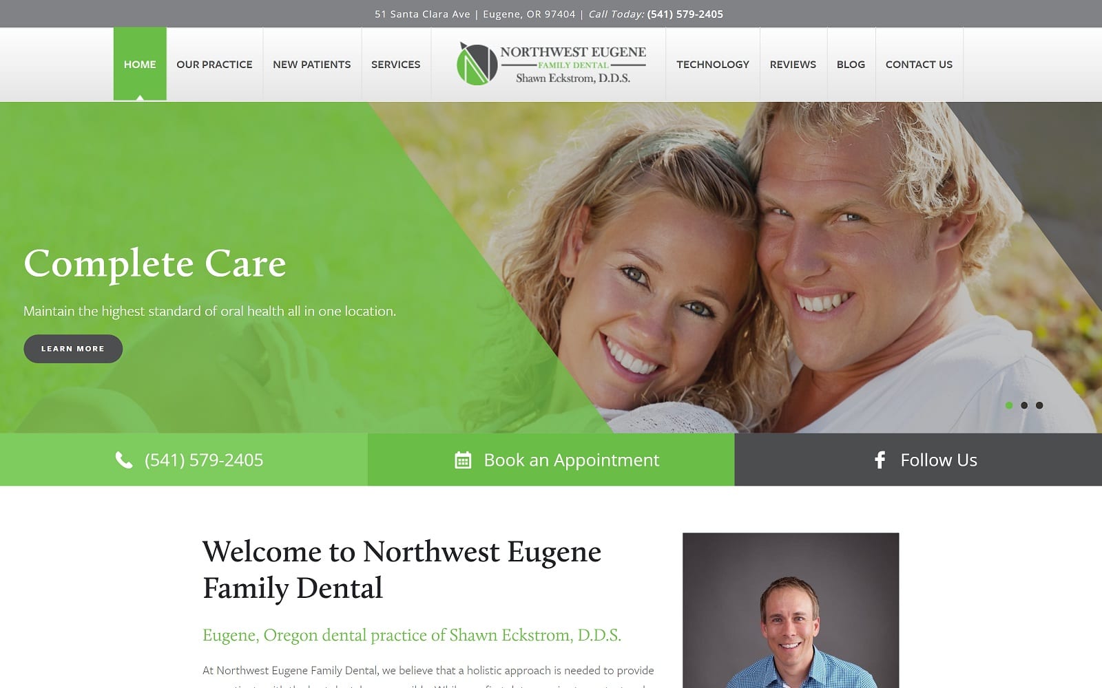 The screenshot of northwest eugene family dental - shawn eckstrom dds nweugenefamilydental. Com website