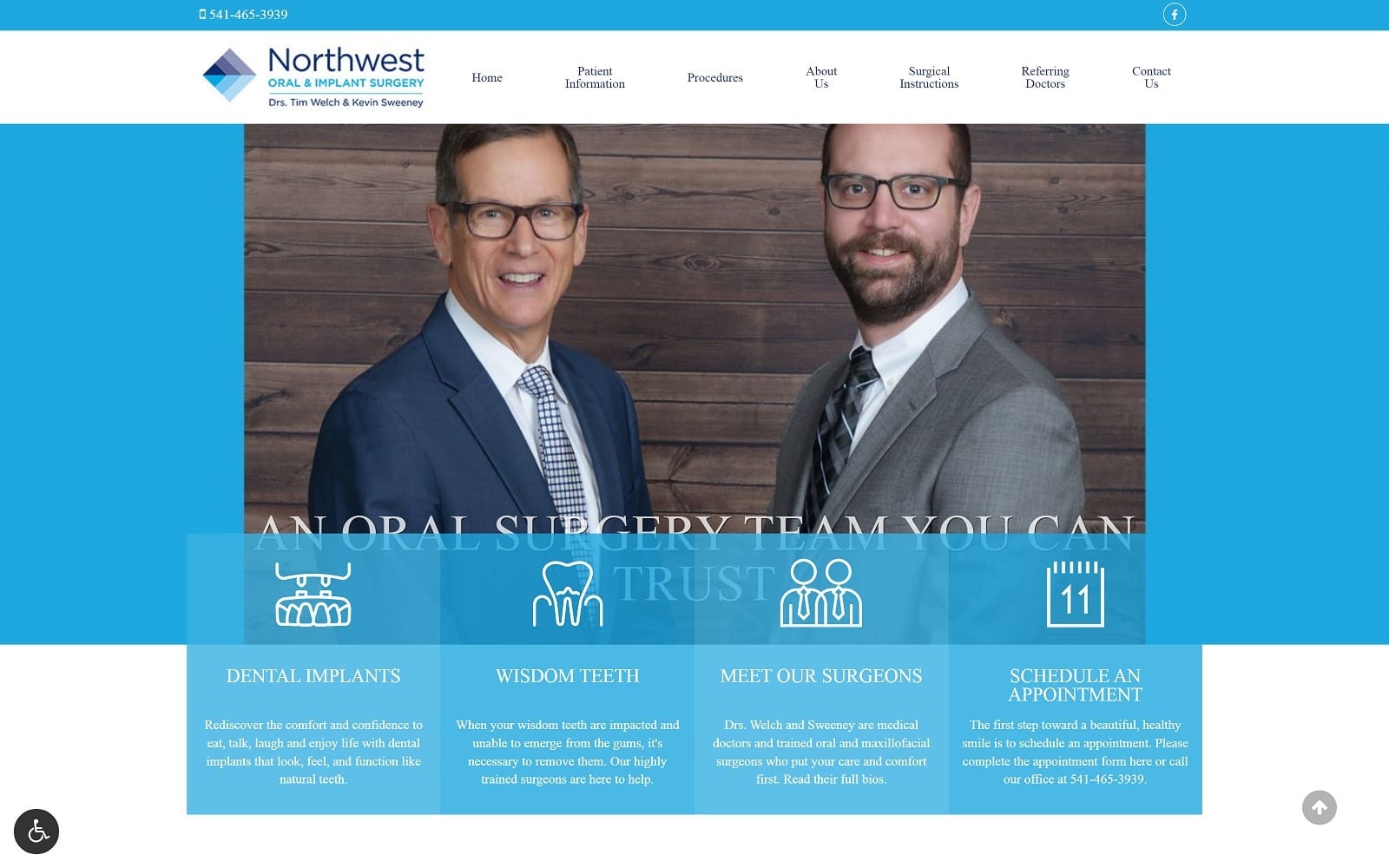 The screenshot of northwest oral & implant surgery nworal. Surgery website