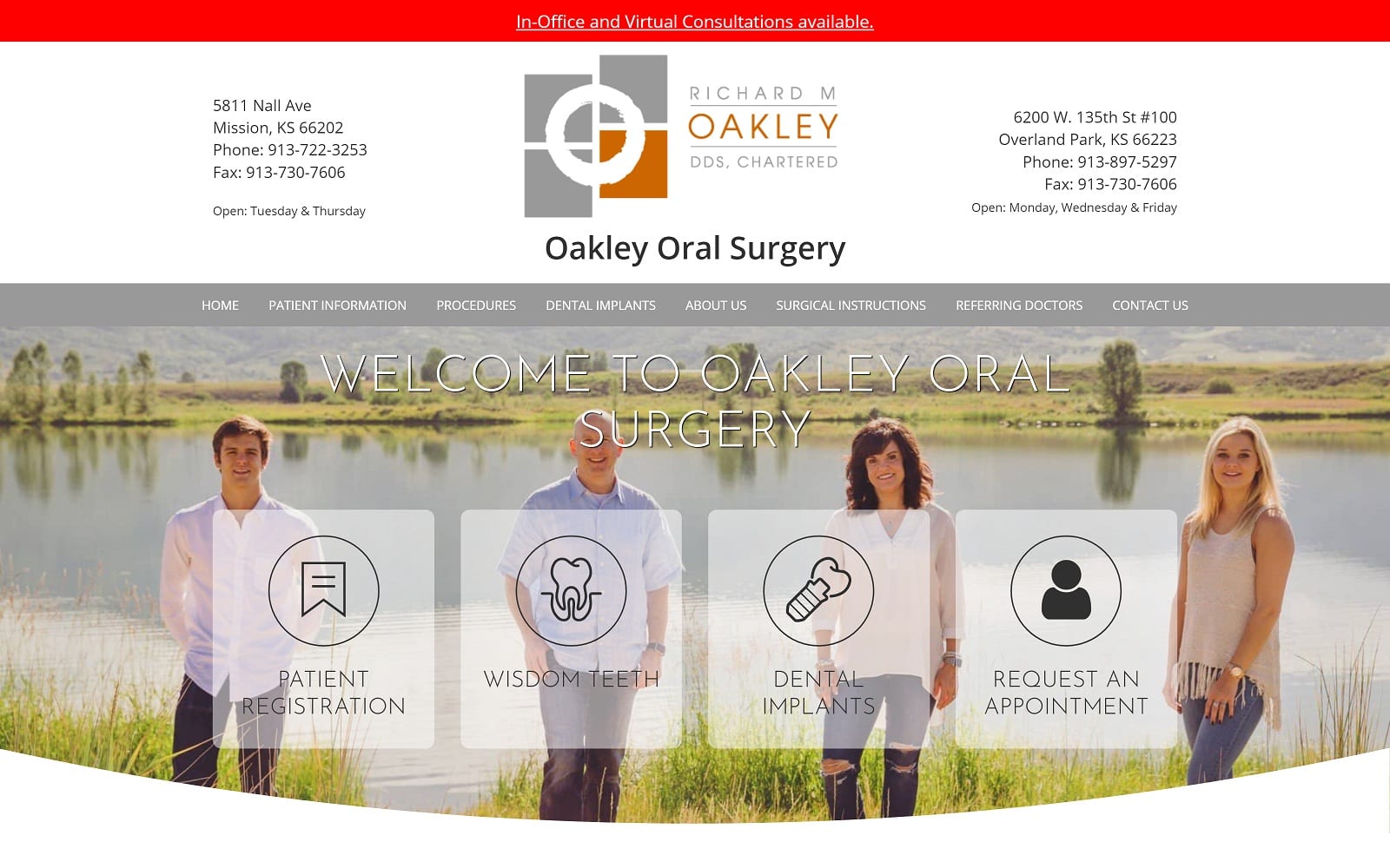 The screenshot of oakley oral surgery - richard m. Oakley oakleyoralsurgery. Com website