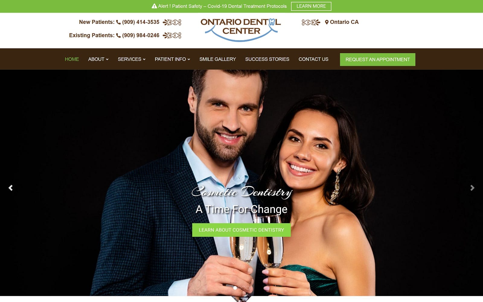 The screenshot of ontario dental center ontariodentalcenter. Com dr. Mukesh patel website