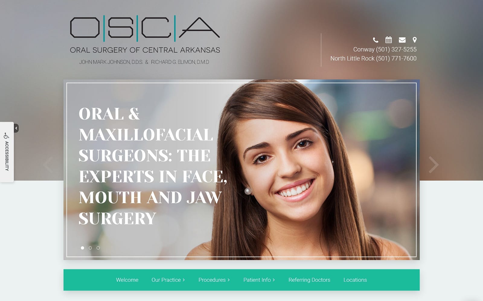 The screenshot of oral surgery of central ark oralsurgeryofcentralarkansas. Com website