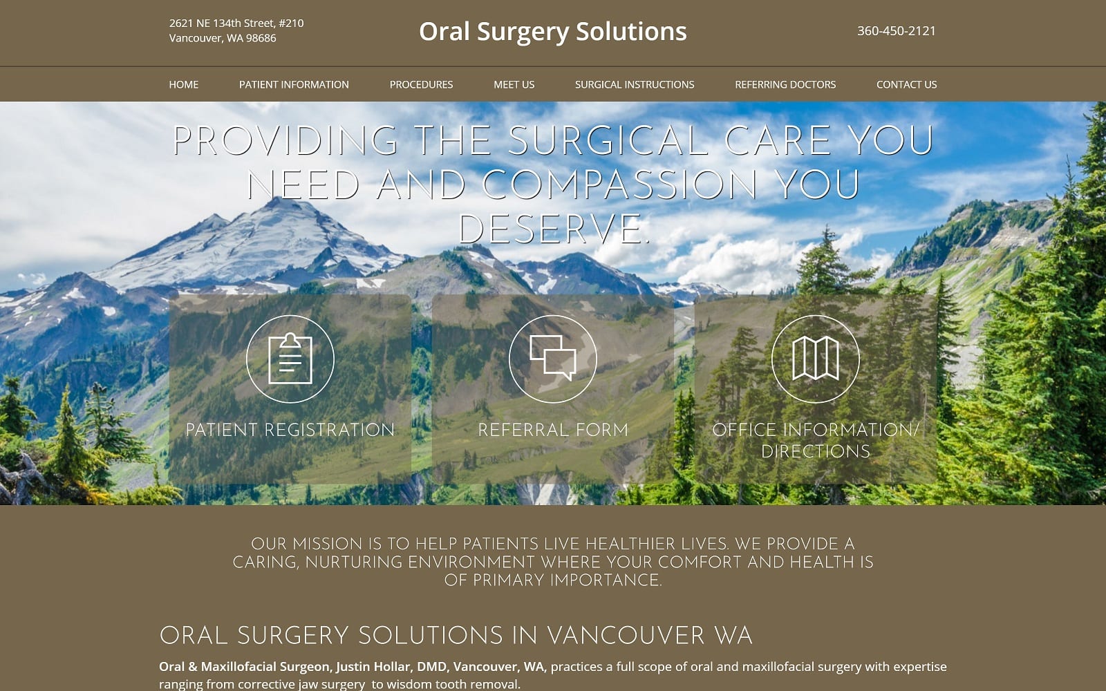 The screenshot of oral surgery solutions - justin hollar, dmd oralsurgerysolutions. Com website