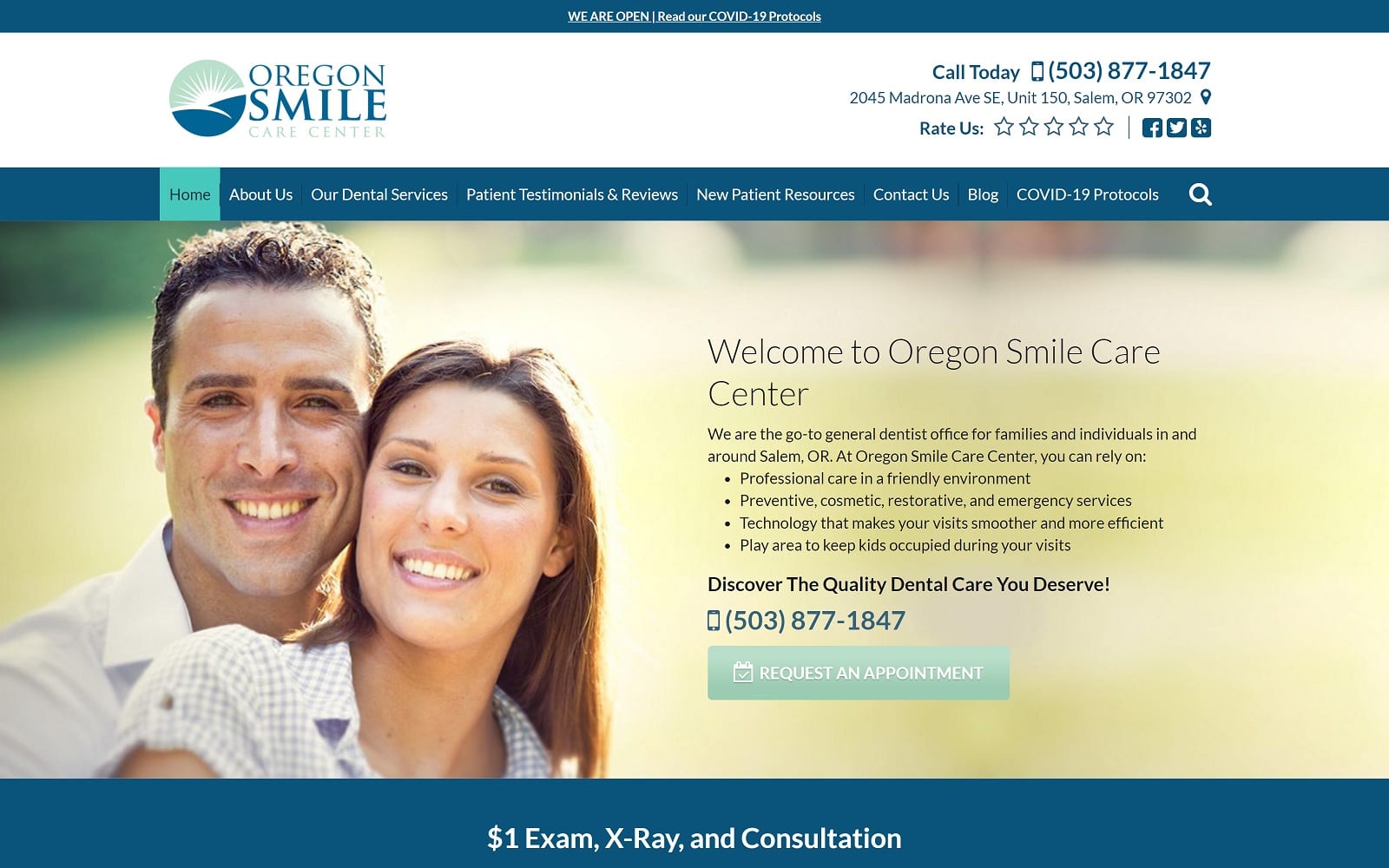 The screenshot of oregon smile care center oregonsmilecare. Com