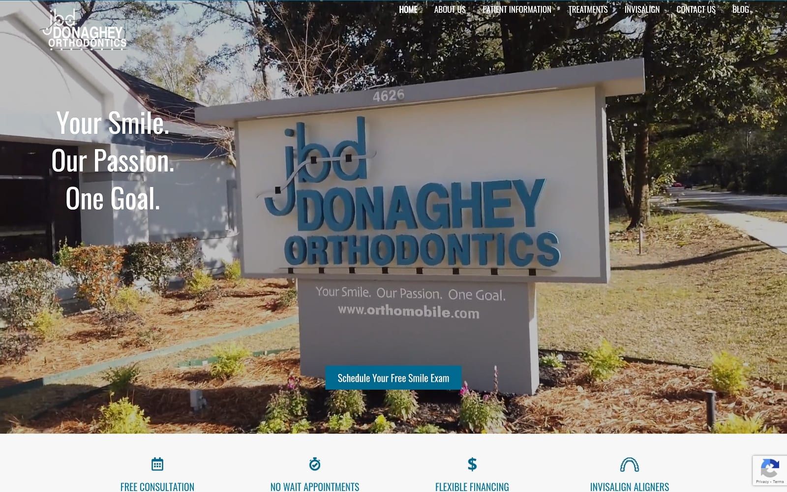The screenshot of donaghey orthodontics: mobile location orthomobile. Com dr. James donaghey website