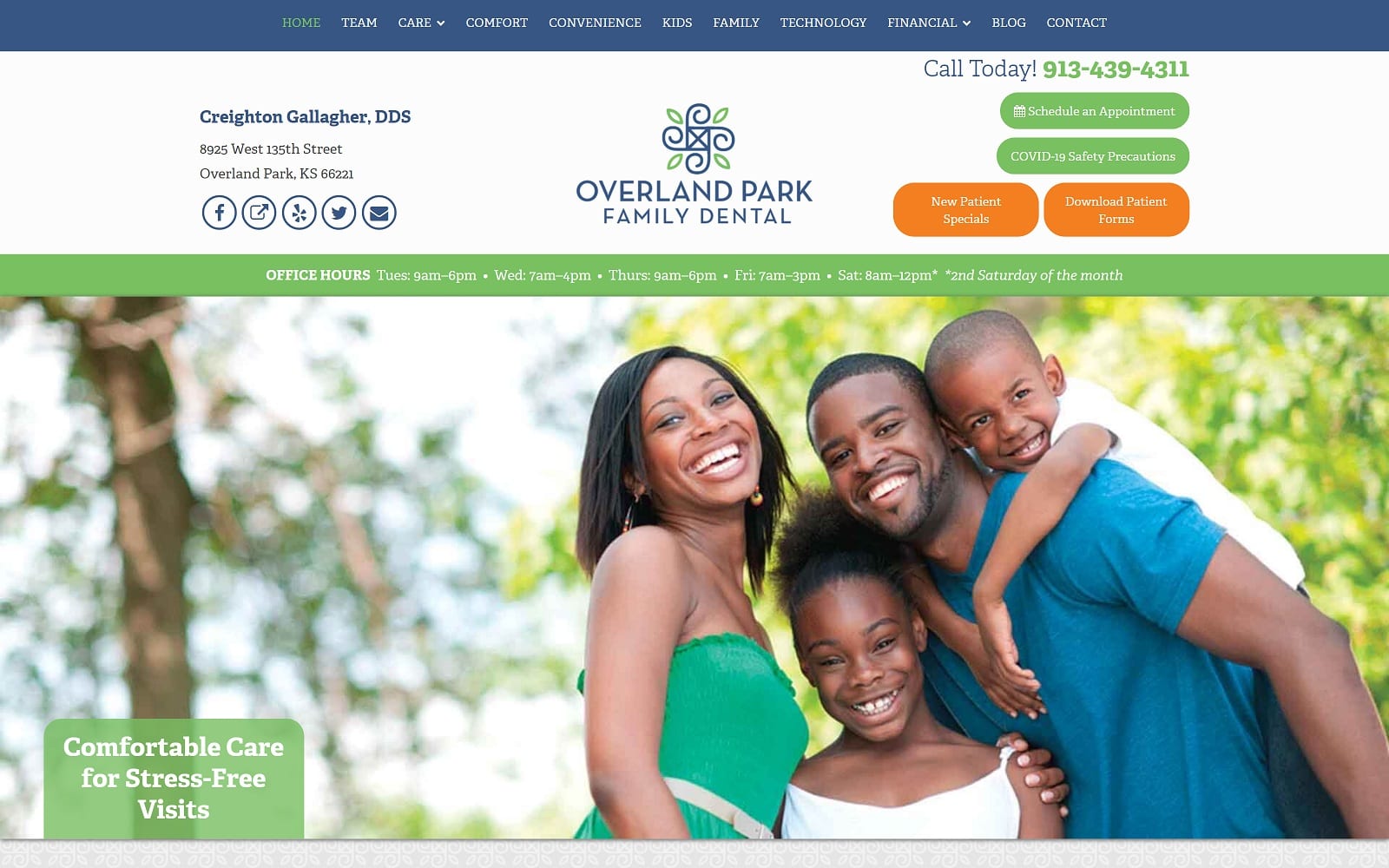 The screenshot of overland park family dental overlandparkfamilydental. Com website