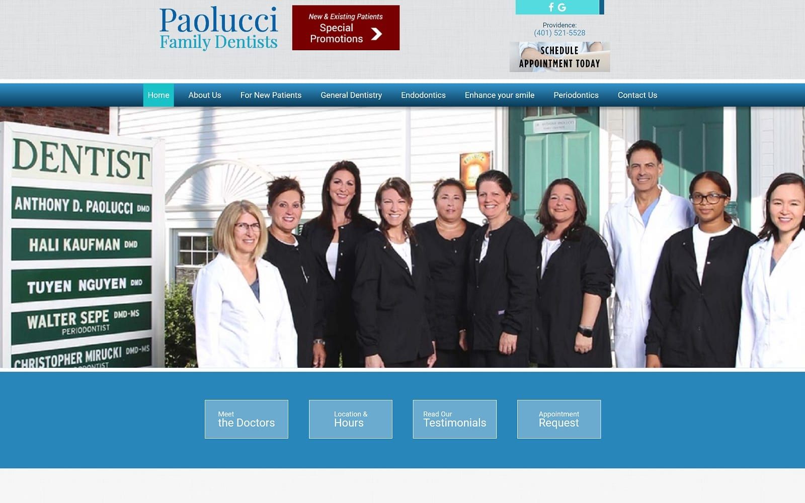 The screenshot of paolucci family dentists paoluccifamilydentists. Com website