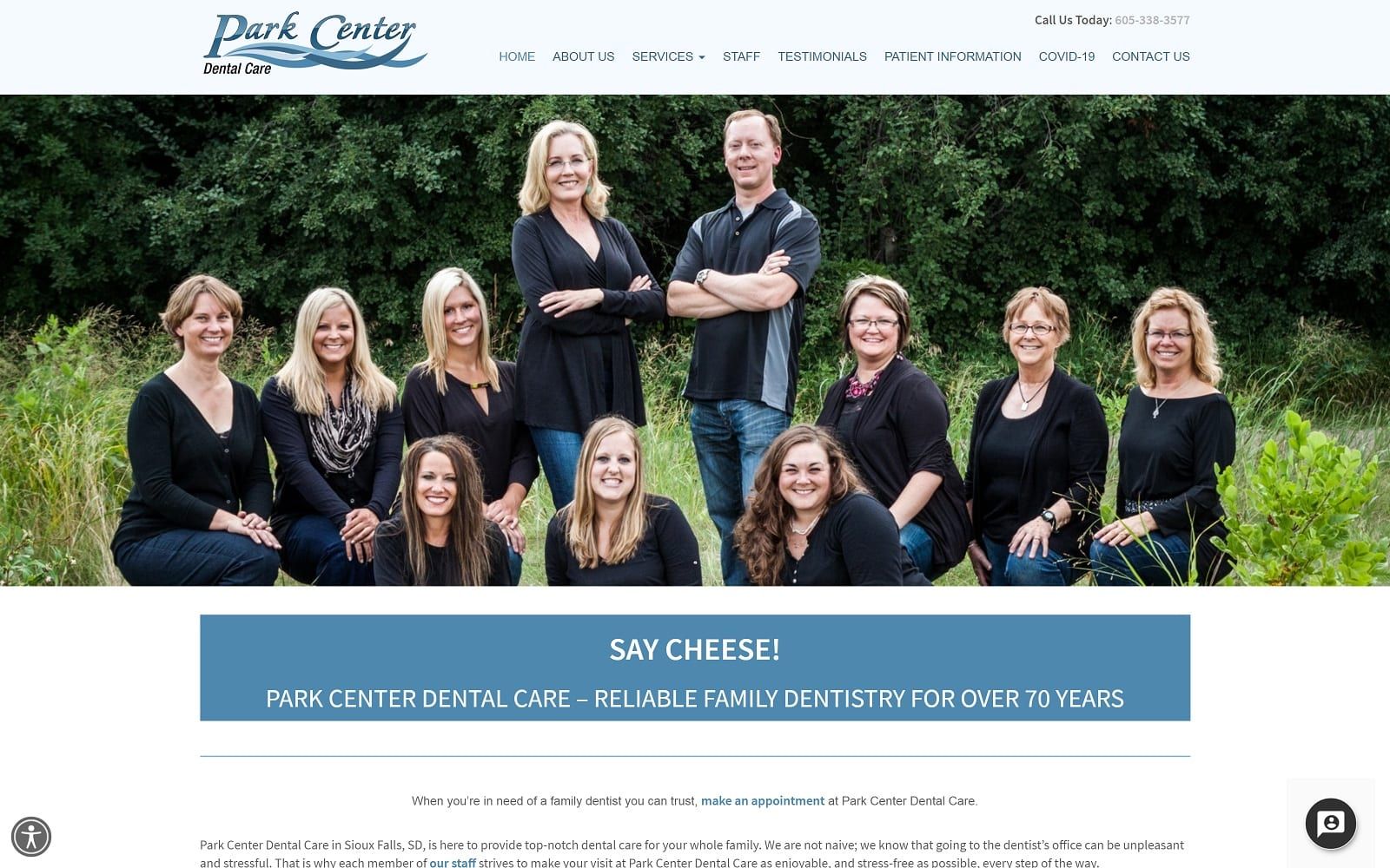 The screenshot of park center dental care parkcenterdentalcare. Com website