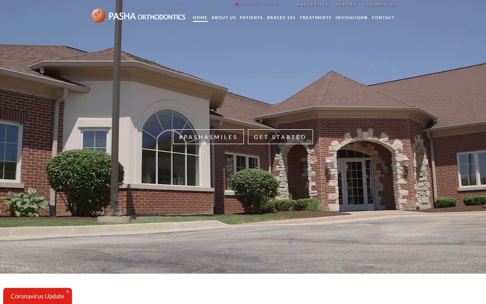 The screenshot of pasha orthodontics (aurora) pashaorthodontics. Com website