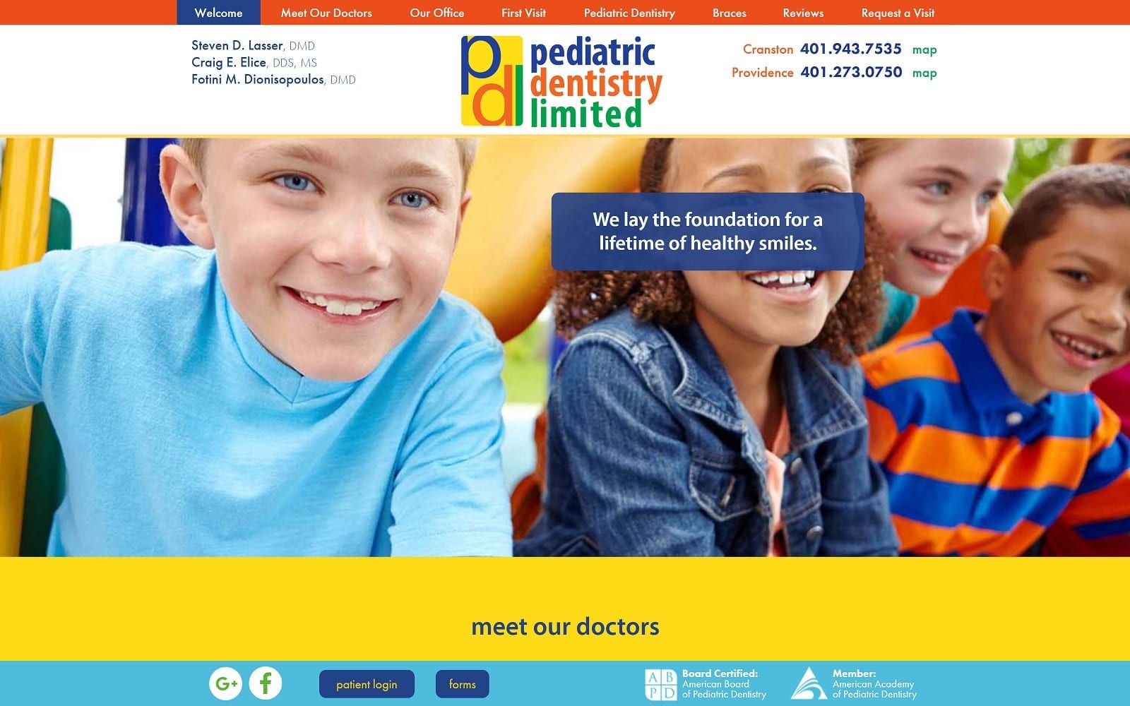The screenshot of pediatric dentistry limited peddentri. Com website