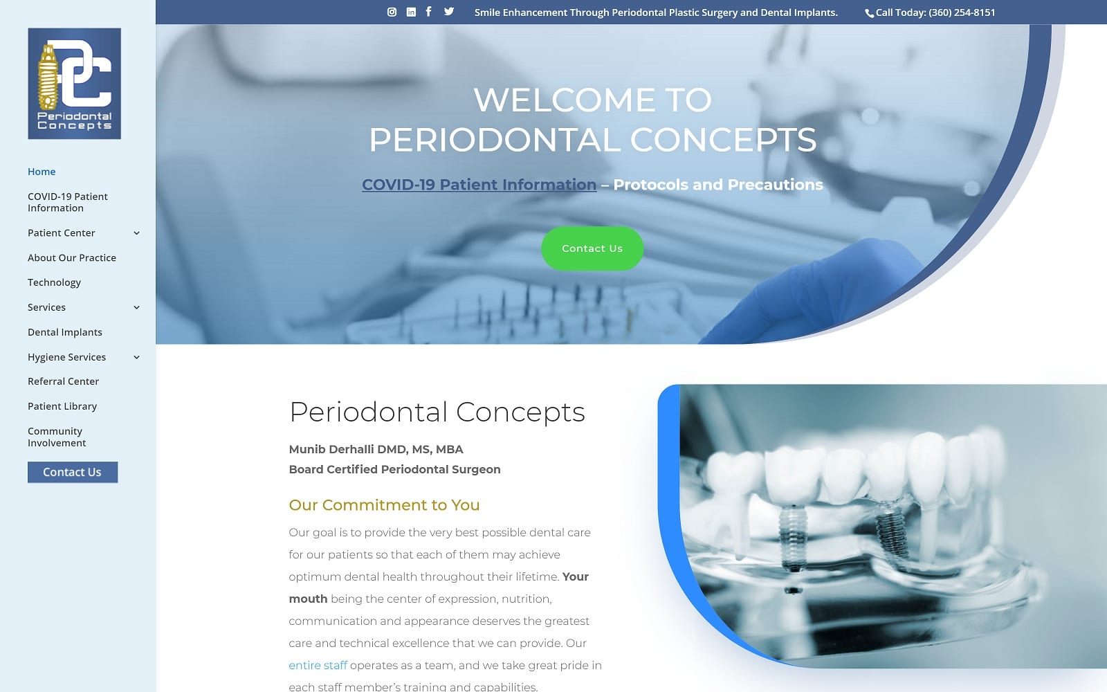 The screenshot of periodontal concepts periodontalconcepts. Net dr. Munib derhalli website