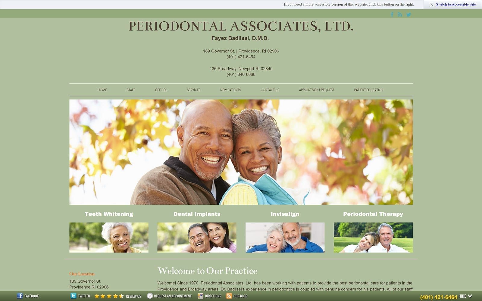 The screenshot of periodontal associates, ltd. Periori. Com dr. Fayez badlissi website