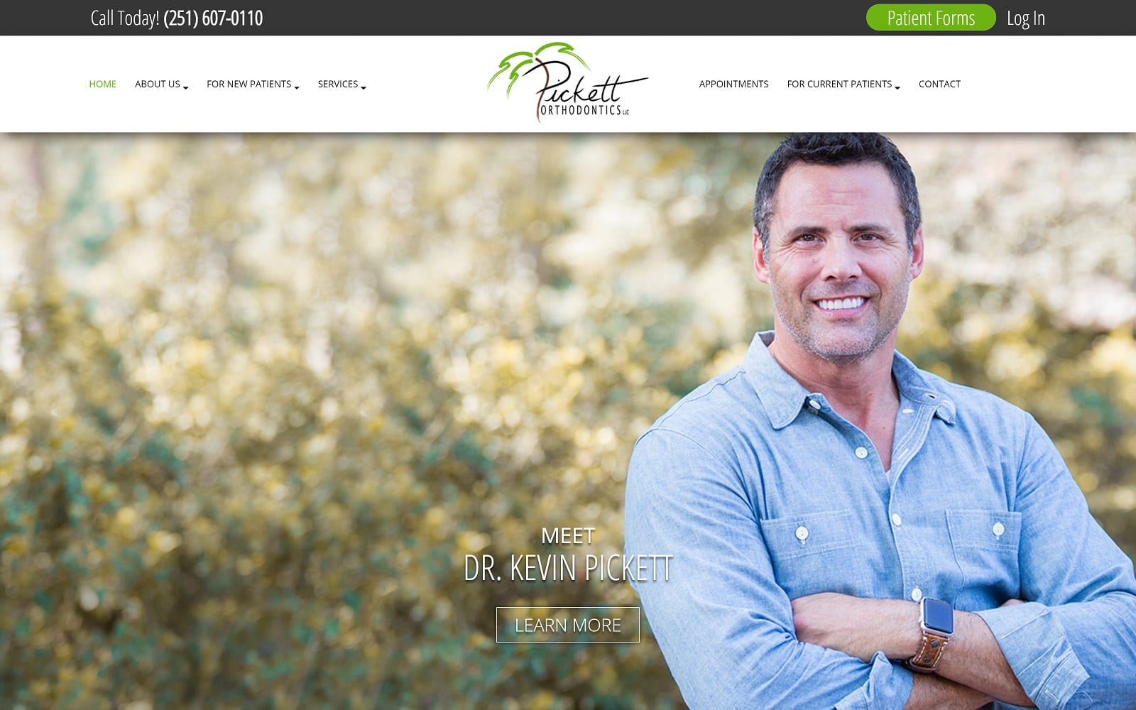 The screenshot of pickett orthodontics pickettortho. Com dr. Kevin pickett website