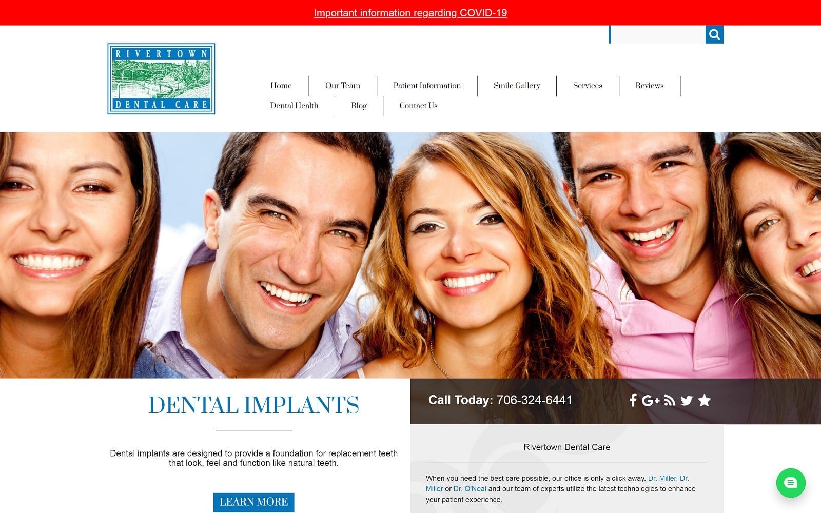 The screenshot of rivertown dental care rivertowndentalcare. Com website
