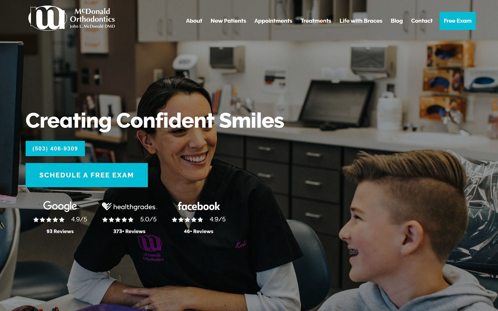 The screenshot of mcdonald orthodontics salembraces. Com dr. John mcdonald website