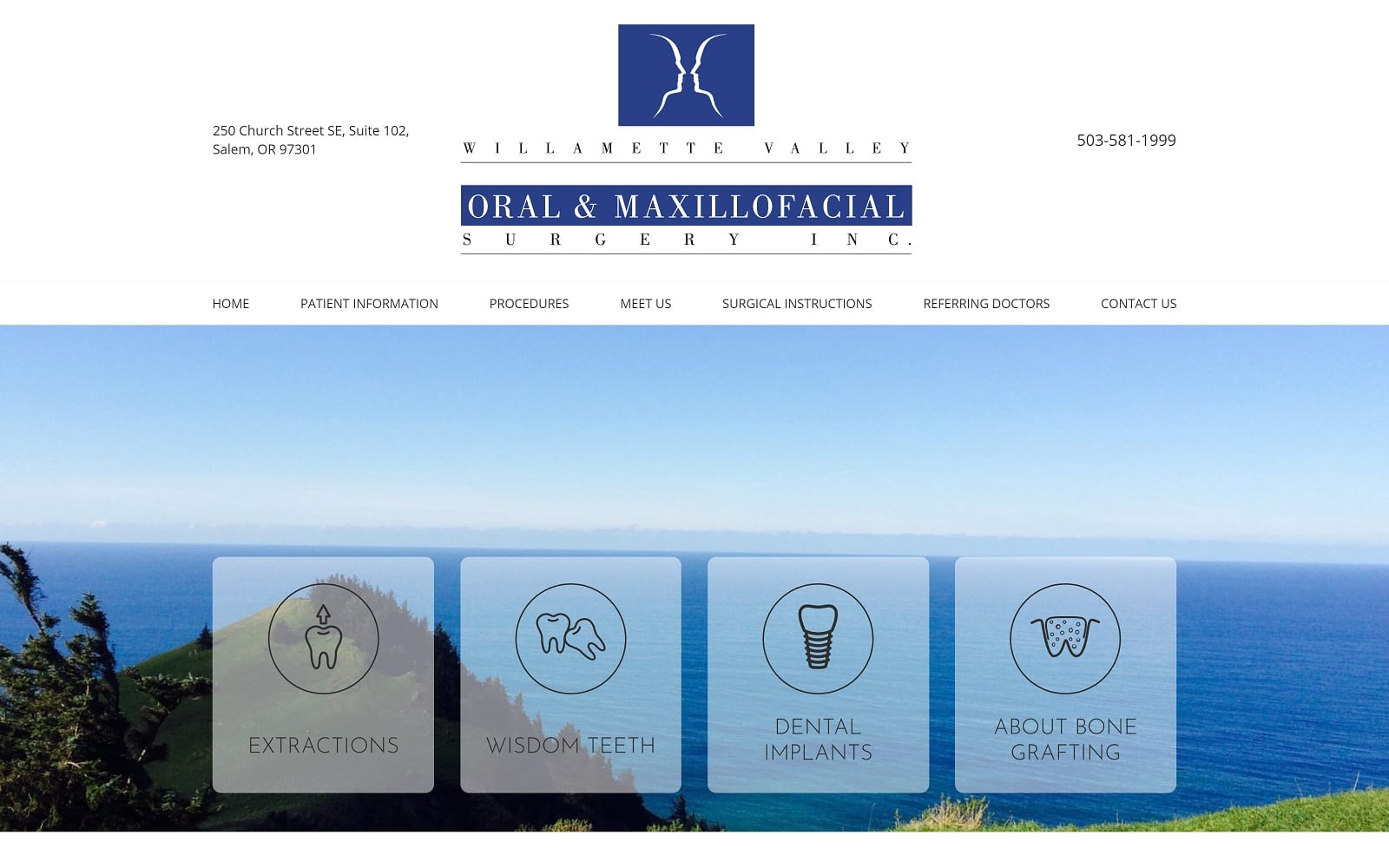 The screenshot of willamette valley oral surgery salemoralsurgery. Com website