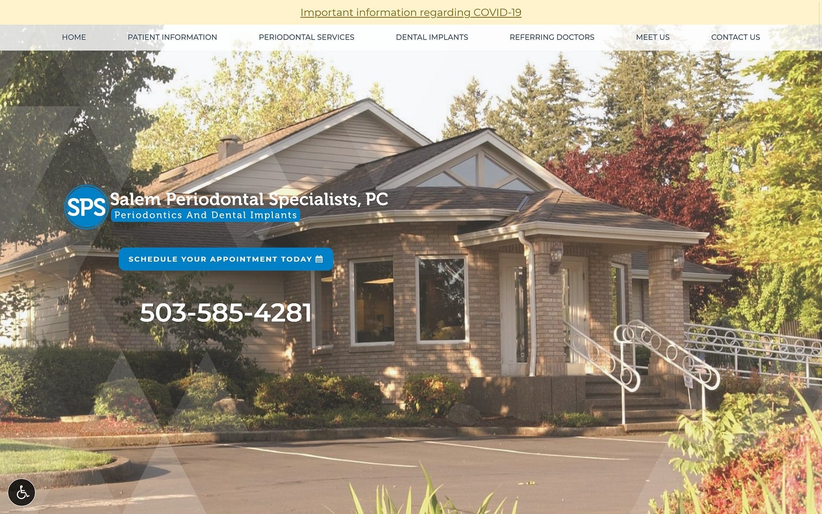 The screenshot of salem periodontal specialists salemorperio. Com website