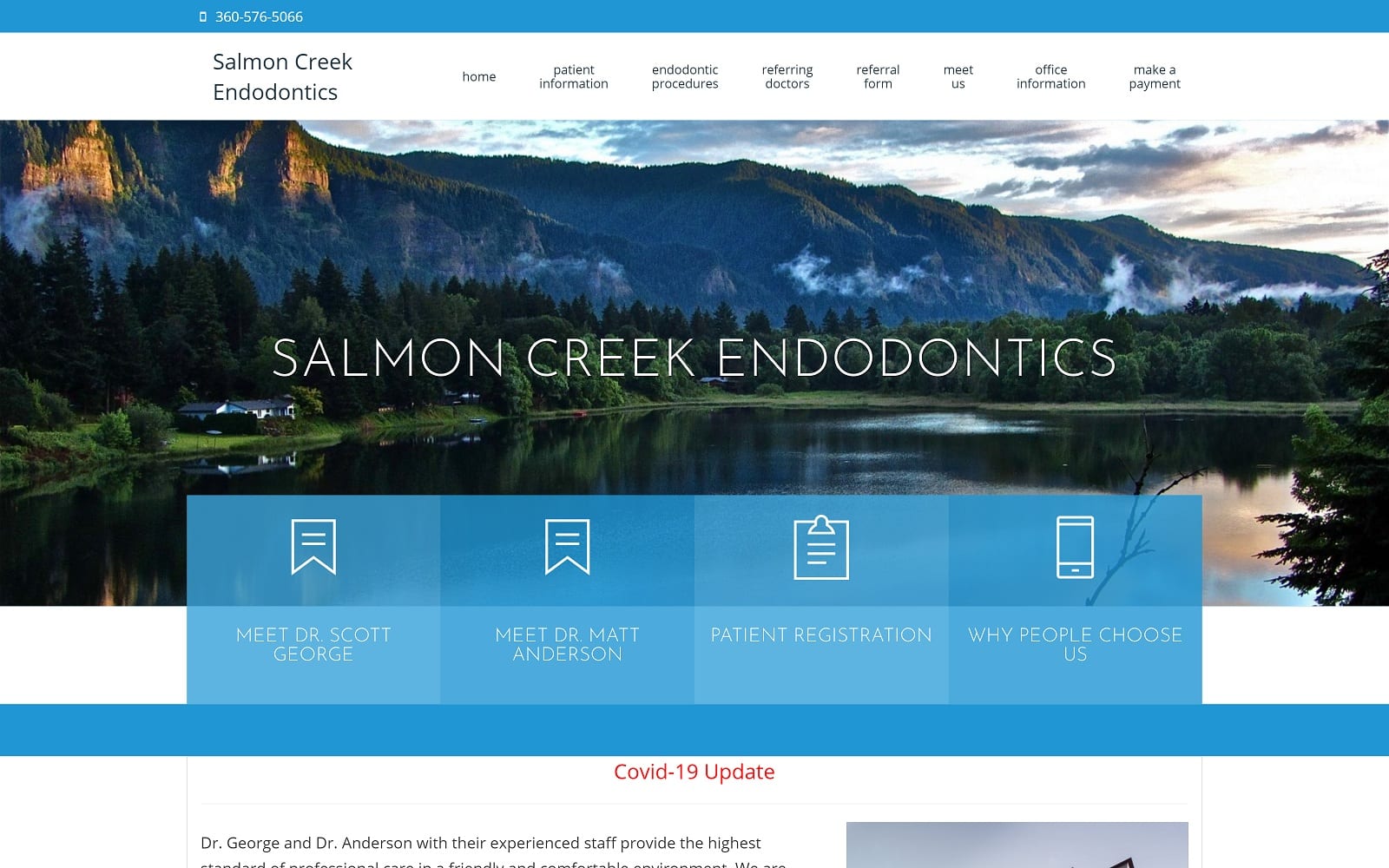 The screenshot of salmon creek endodontics salmonendo. Com website