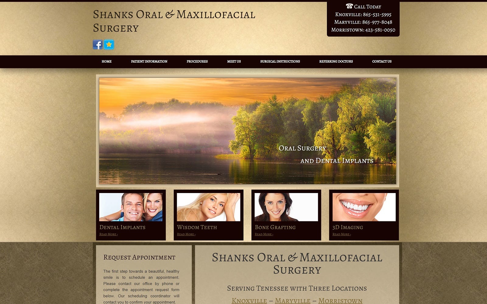 The screenshot of shanks oral & maxillofacial surgery shanksoralsurgery. Com website