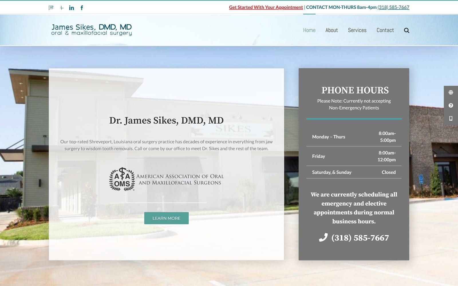 The screenshot of dr. James sikes sikesoms. Com website