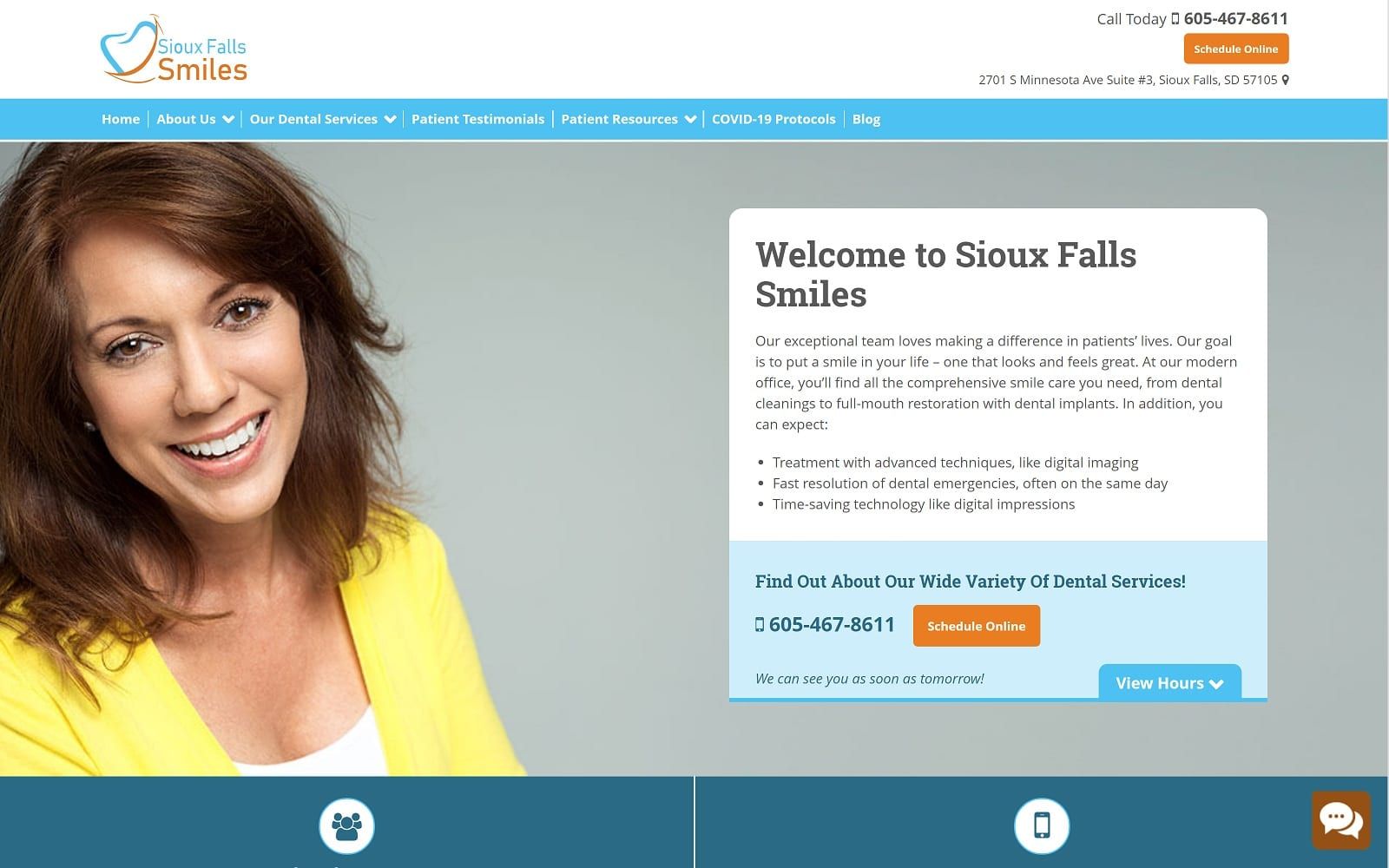 The screenshot of sioux falls smiles siouxfallssmiles. Com website