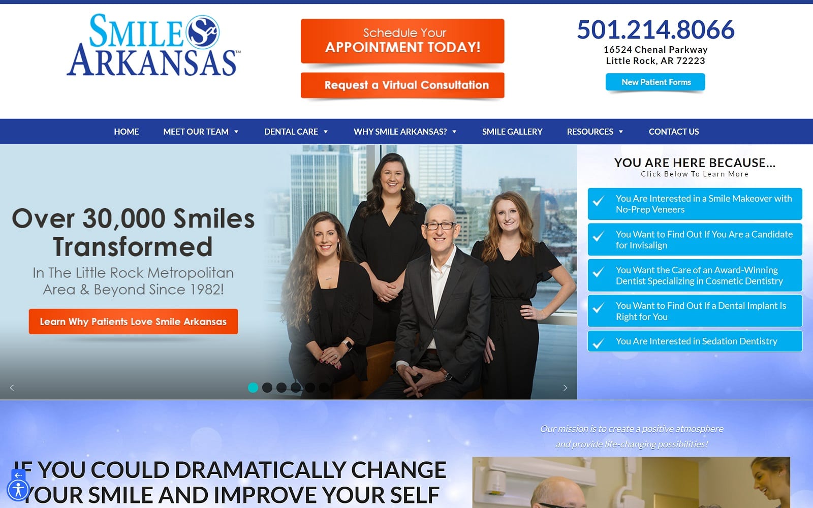 The screenshot of smile arkansas - little rock dentist smilearkansas. Com website