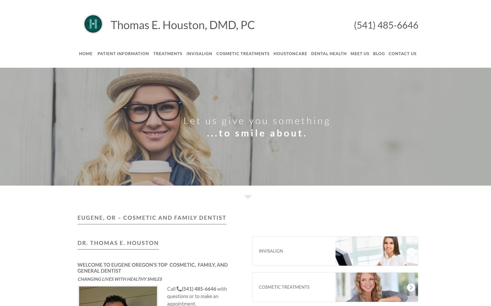 The screenshot of thomas e. Houston, dmd, pc smilesbyhouston. Com website