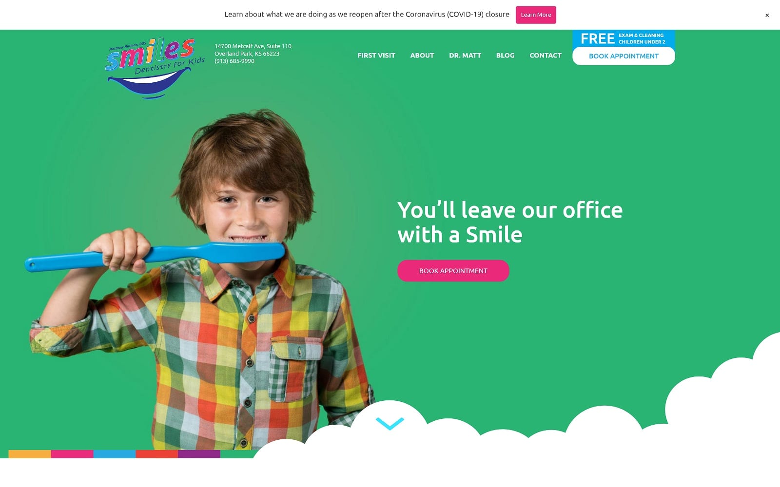 The screenshot of smiles dentistry for kids smilesdentistry4kids. Com website