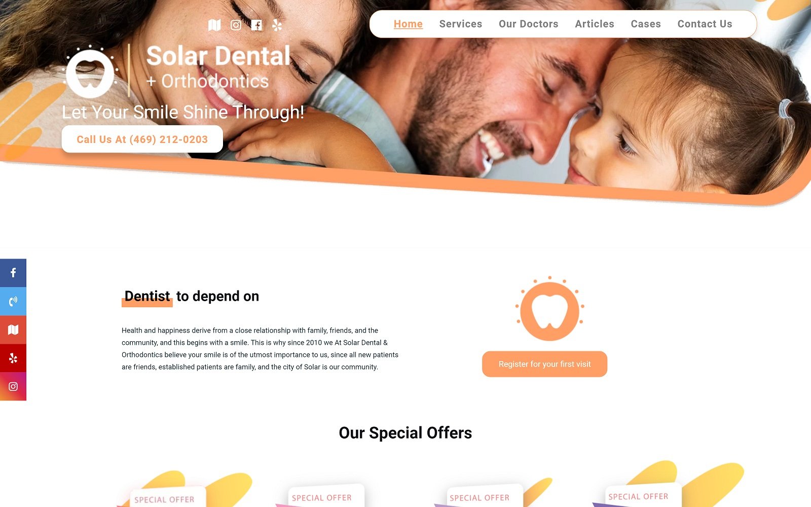 The screenshot of solar dental & orthodontics solardentaltx. Com website