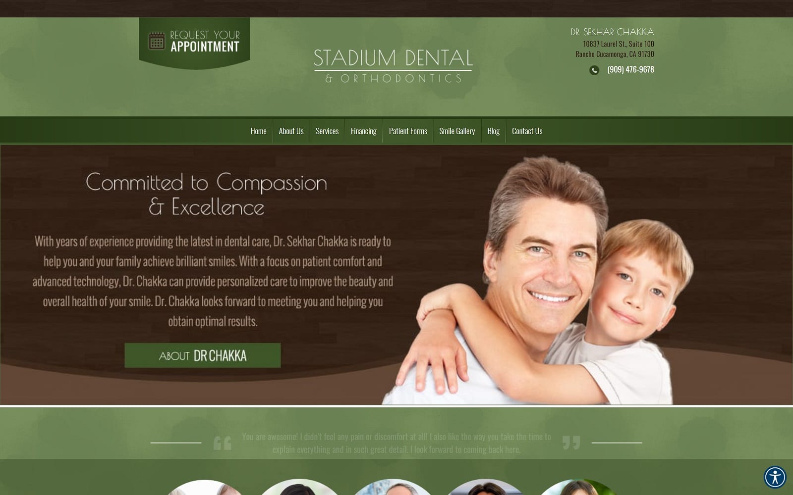 The screenshot of stadium dental orthodontics stadiumdentalrancho. Com dr. Sekhar chakka website