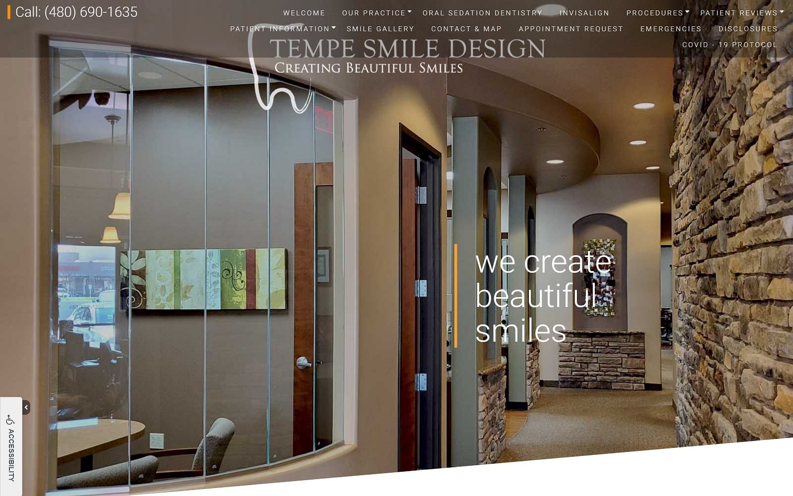 The screenshot of tempe smile design tempesmiledesign. Com website