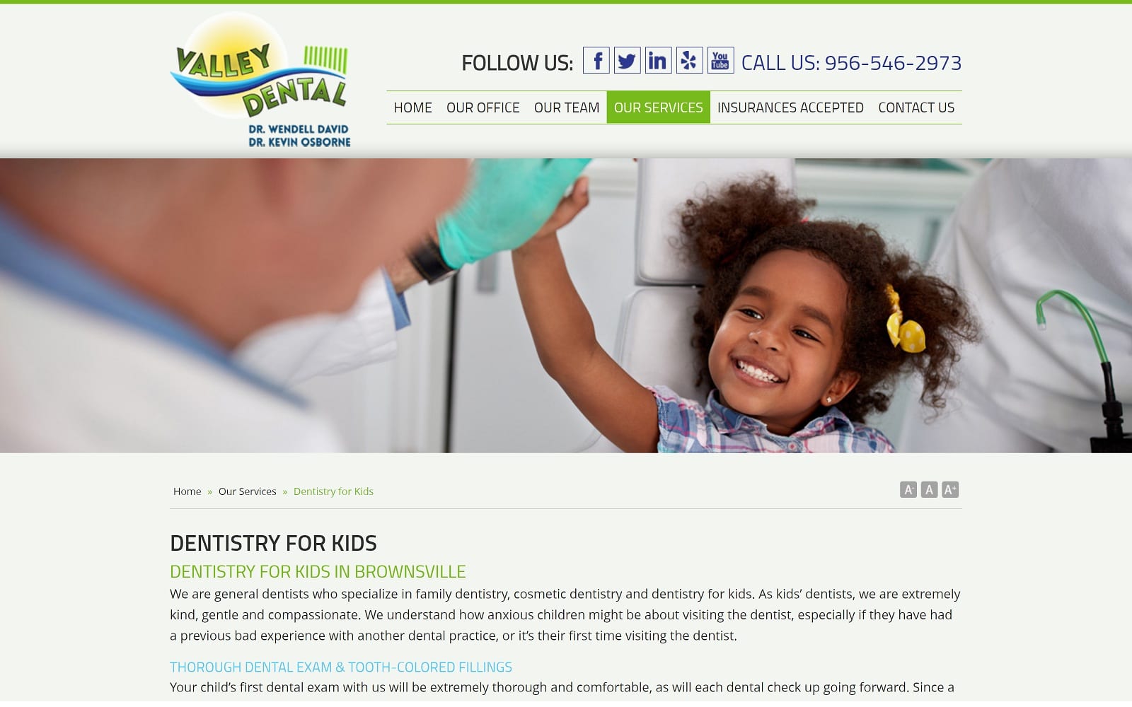 The screenshot of valley dental texasvalleydental. Com website