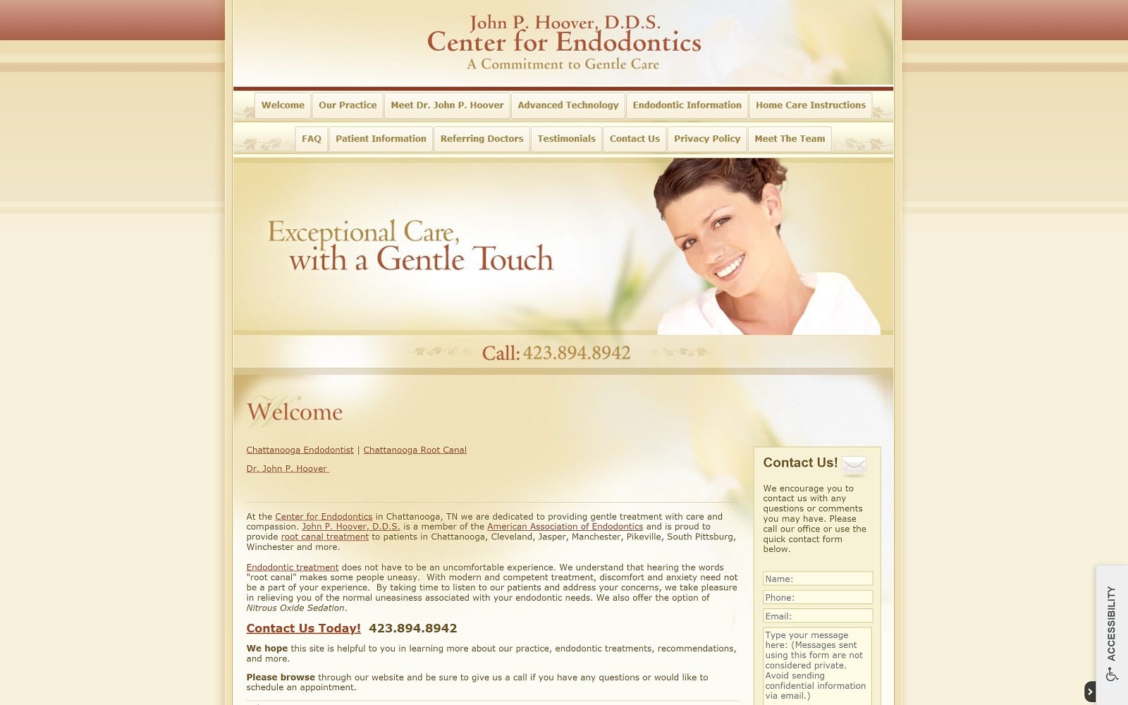 The screenshot of center for endodontics thecenterforendodontics. Com dr. John p. Hoover website